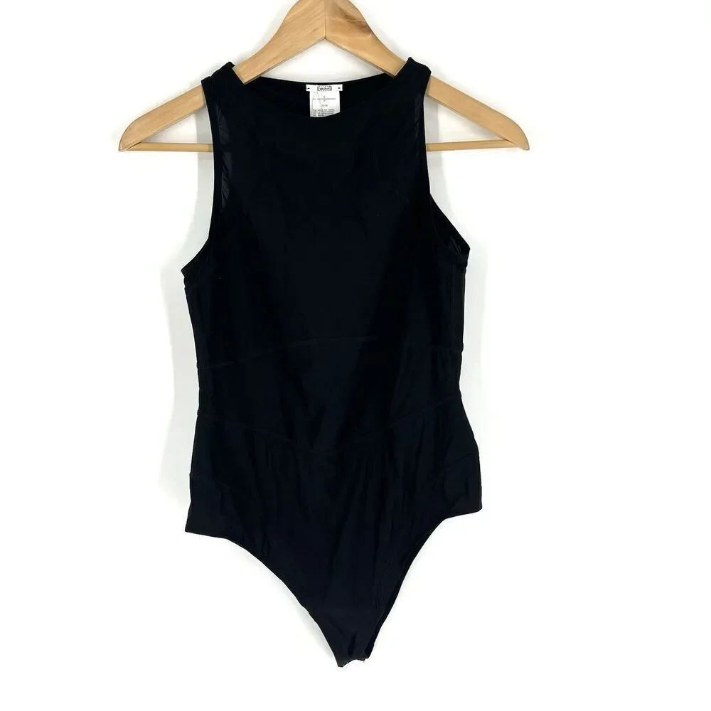 Wolford Active Flow Body Bodysuit Size Small Black Performance Skinwear Sheer